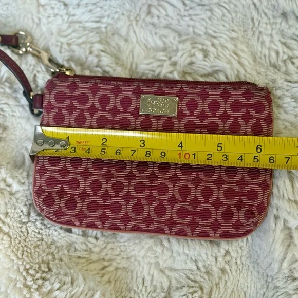 Coach Red Monogram Patterned Wristlet - Picture 7 of 11